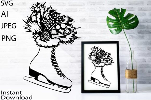 A Festive Ice Skate Graphic for Your Local Business Branding