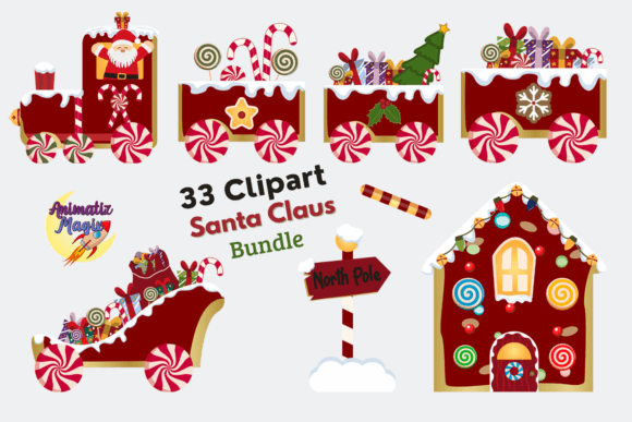 A Santa Train Bundle for Holiday Graphics & Illustrations