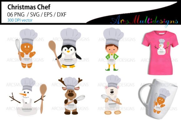 Christmas Funny Chef Bundle Graphics for Festive Branding