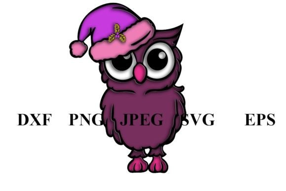 Staring Owl Fusia Christmas Sticker Graphics
